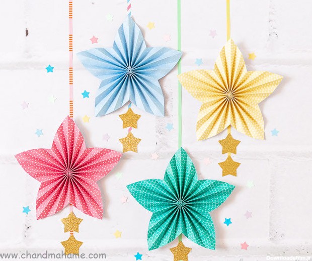 آموزش ساخت ستاره تزیینی با کاغذ کشی برای تزیین تولد و مهمانی - چندماهمه