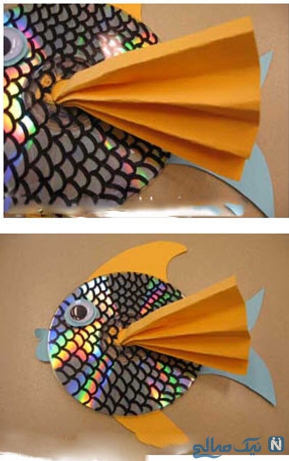 کاردستی ماهی با سی دی | آموزش ساخت کاردستی ماهی با سی دی ها