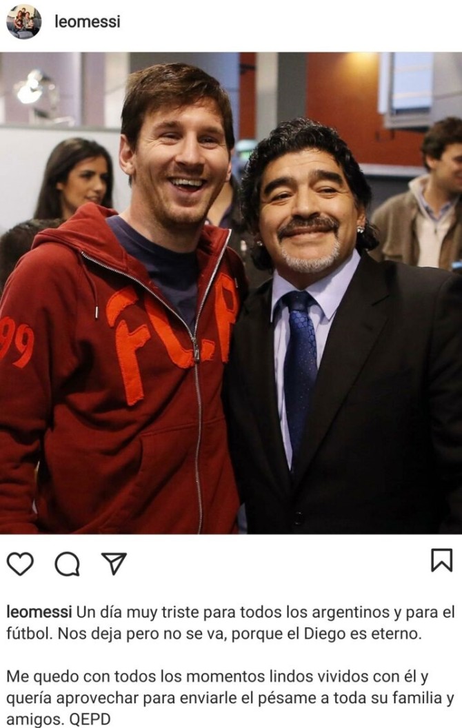 عکس/ واکنش لیونل مسی به درگذشت مارادونا - جهان نيوز