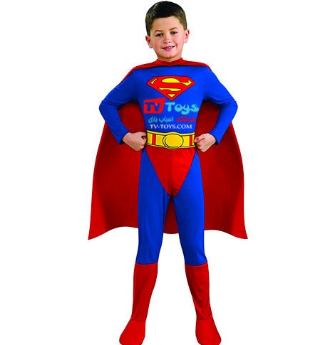 خرید لباس سوپرمن بچه گانه واقعی با شنل برای کودکان سه تا دوازده ساله
