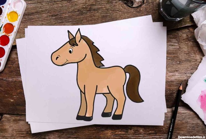 آموزش نقاشی اسب کودکانه با ظاهر فانتزی