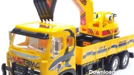 اسباب بازی کامیون DORJ زرد با حمل بیل مکانیکی