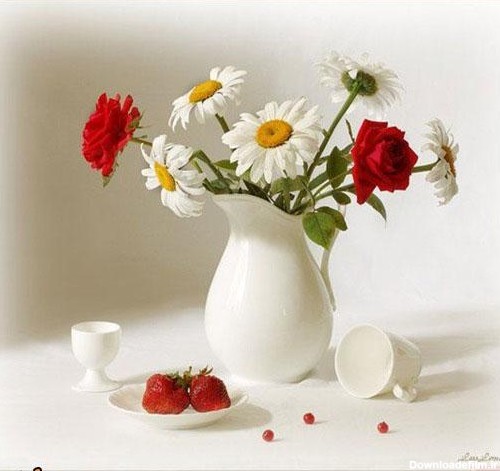 نقاشی رنگ روغن از گل و گلدان 2