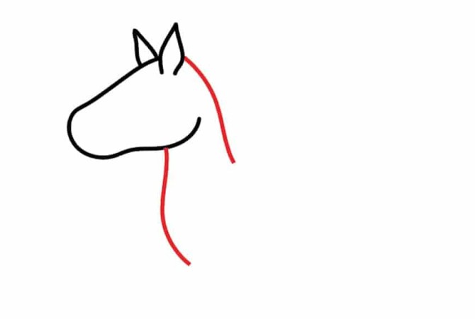 کشیدن گردن در نقاشی اسب کودکانه