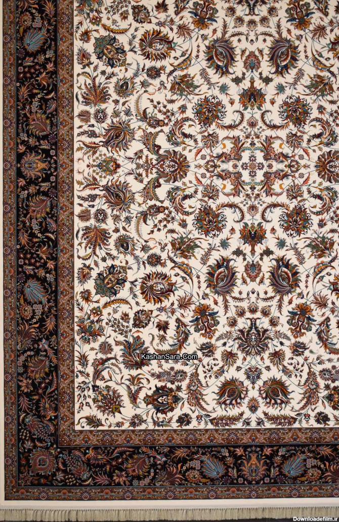 فرش افشان شاه عباسی کرم - فرش 1000 شانه کاشان | - فرش کاشان سرا