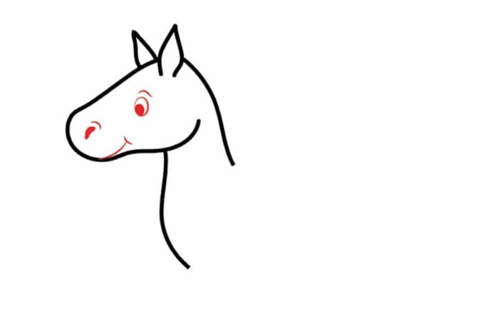 کشیدن صورت در نقاشی اسب کودکانه