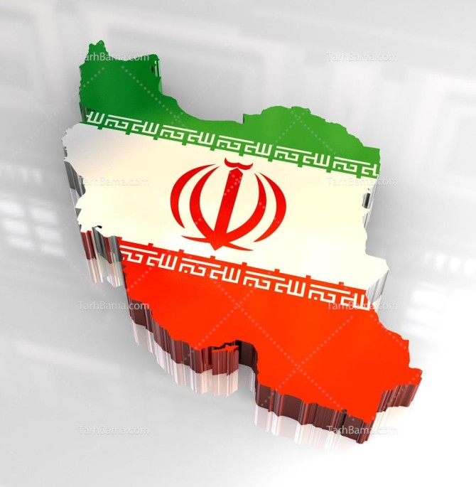 تصویر با کیفیت نقشه کشور ایران به رنگ پرچم