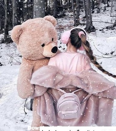 ژست عکس دخترانه با خرس ❤️ [ بهترین تصاویر ]