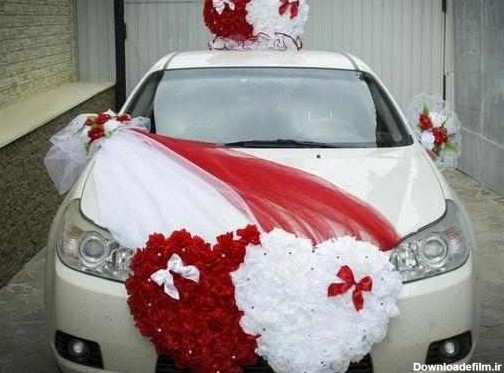 تزیین ماشین عروس با گل و تور