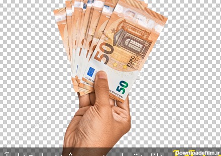 Borchin-ir-png photo of Hispanic hand holding 50 euro banknotes over isolated pink background عکس اسکناس یورو۲