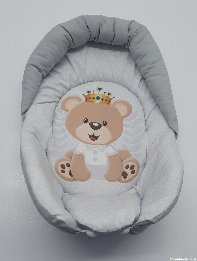 قنداق فرنگی سوئیسی نوزاد رافل رنگ طوسی طرح خرس | فروشگاه دبیان