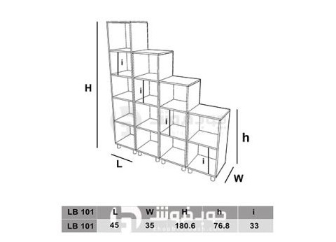 ابعاد-قفسه-کتاب-چوبی-LB101