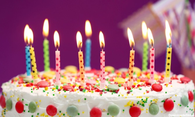عکس کیک تولد با شمع روشن