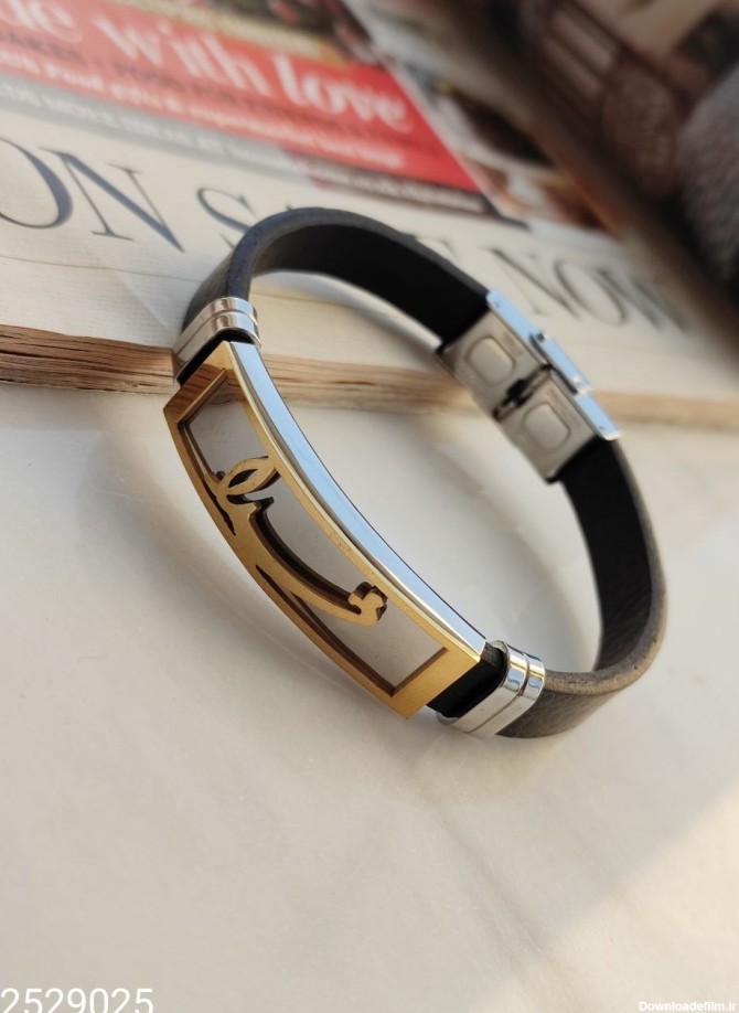 خرید دستبند مردانه اسم خدا با بند چرم با کیفیت کد 1215098 - ردگل
