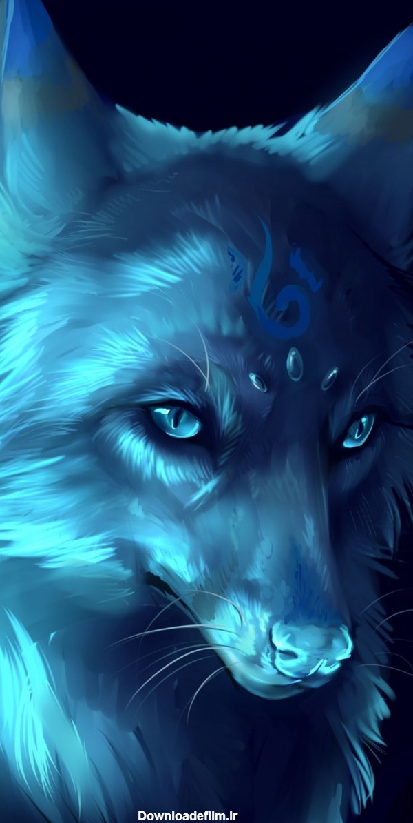 عکس زمینه گرگ خفن آبی رنگ جادویی با کیفیتی دلپسند