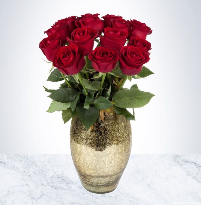سفارش و خرید آنلاین گلدان لوکس رز قرمز |گل بازار