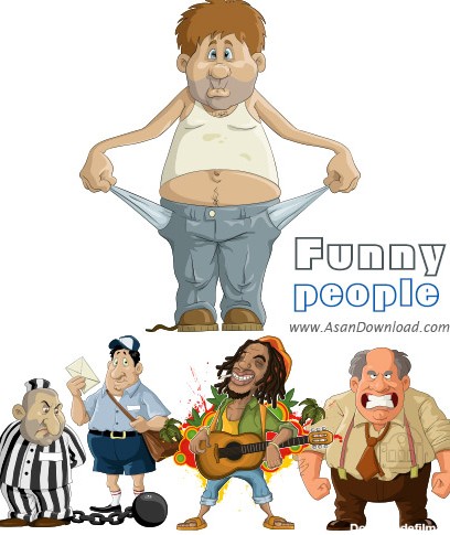 دانلود وکتورهای آدم های کارتونی خنده دار - Funny People