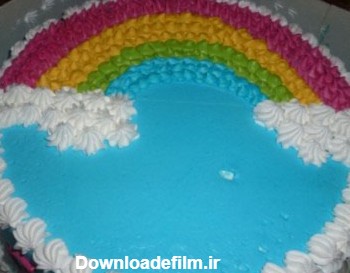 کیک با تزئین رنگین کمان - کیک های تولد رنگین کمانی