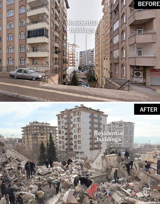 تصاویر وحشتناک از قبل و بعد زلزله در ترکیه + عکس