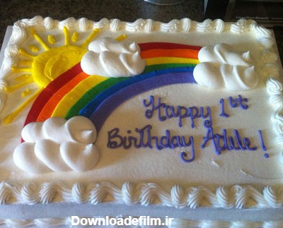 تزیین کیک تولد با تم رنگین کمان