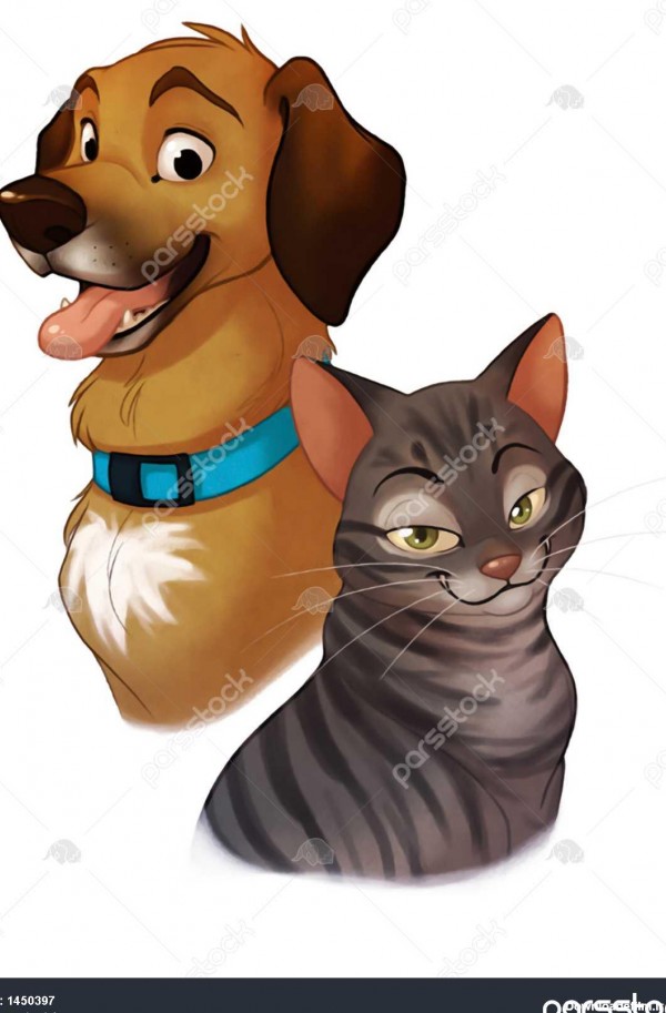 عکس کارتونی سگ و گربه
