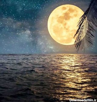 عکس پروفایل ماه روشن شب و دریای زیبا