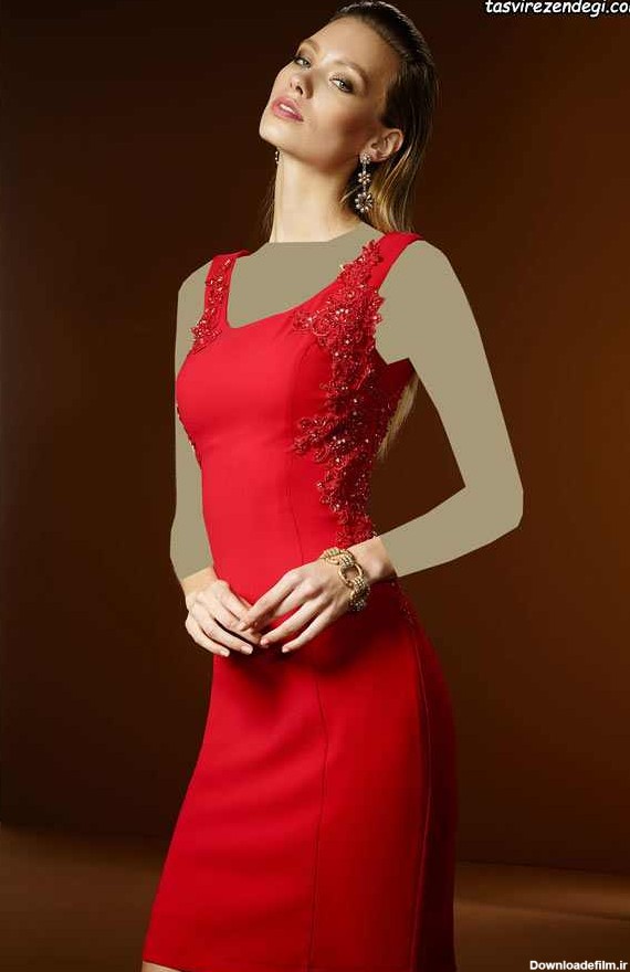 مدل لباس مجلسی دخترانه 2018 قرمز کوتاه