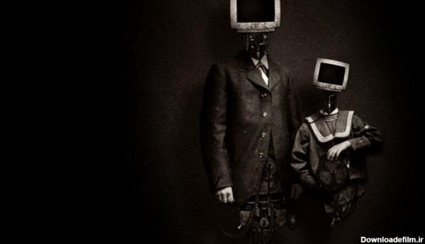 دانلود تصویر عجیب و رمزآلود سر های تلوزیونی با تم قدیمی سیاه و سفید
