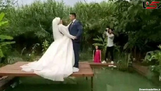 شوخی عجیب عروس با داماد هنگام عکسبرداری +فیلم