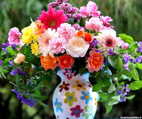 عکس پروفایل گلدان گل زیبا با گل های رنگارنگ انرژی بخش