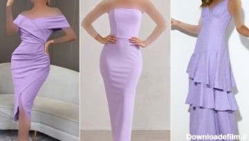 مدل لباس مجلسی رنگ یاسی