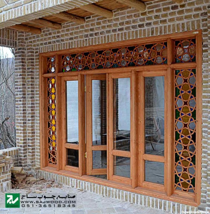 پنجره سنتی چوبی اُرُسی شیشه رنگی صنایع چوب ساج مدل W202 | پنجره ...