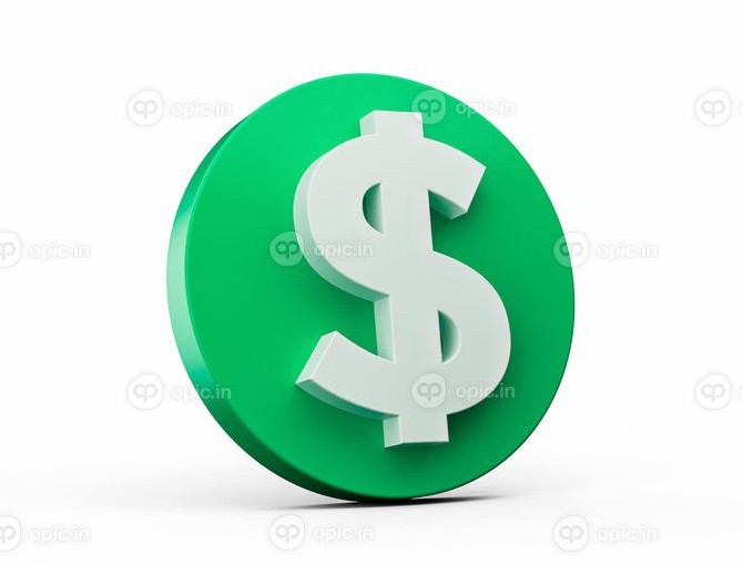 دانلود عکس علامت دلار جدا شده نماد دلار روی نماد سبز گرد سه بعدی ...