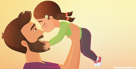 وکتور روز پدر با کاراکتر دختر و بوسیدن پدر | فری پیک ایرانی | پیک ...
