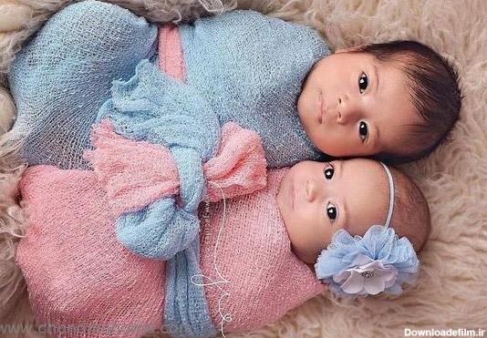 عکس نوزاد دختر و پسر دوقلو