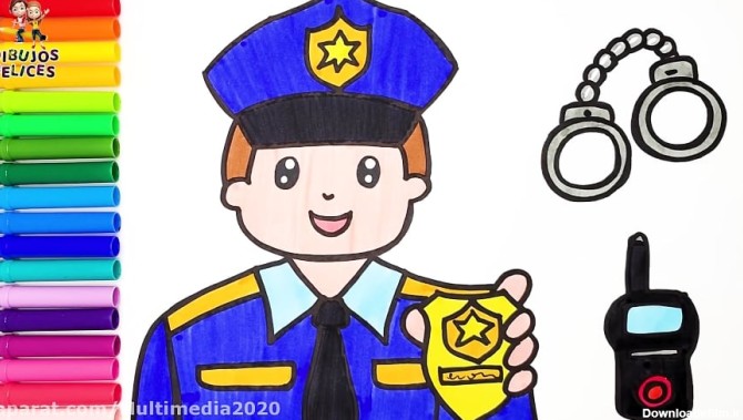 آموزش نقاشی پلیس _ طرز کشیدن پلیس برای کودکان