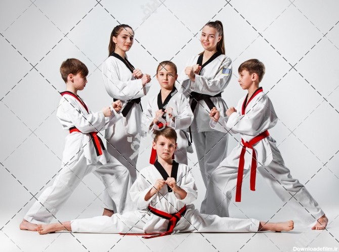 تصویر دسته جمعی بچه های آموزش کاراته