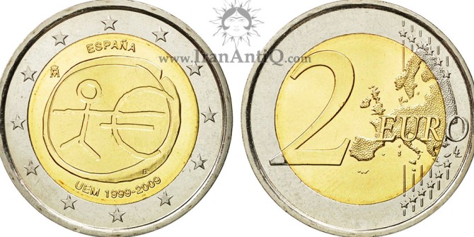2 یورو خوان کارلوس یکم - اتحادیه پولی و اقتصادی اروپا
