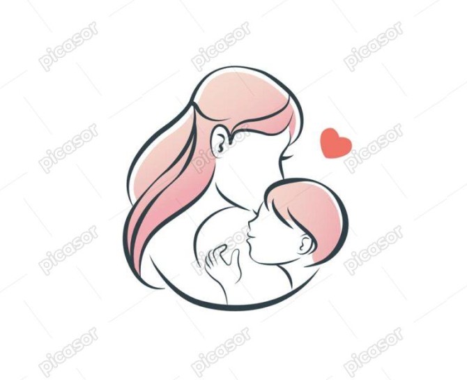 وکتور مادر و فرزند - وکتور مادر با کودک نوزاد - وکتور بچه در آغوش ...