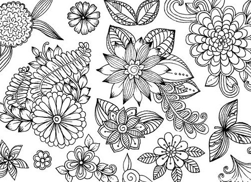 مجموعه گل های سیاه و سفید ابله مجموعه ای از عناصر طراحی گل 1260165