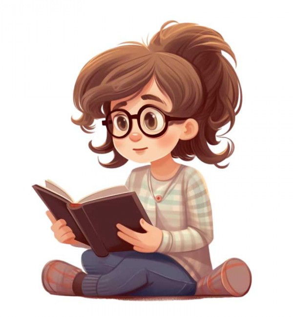 دانلود طرح دختر زیبای عینکی در حال مطالعه کتاب