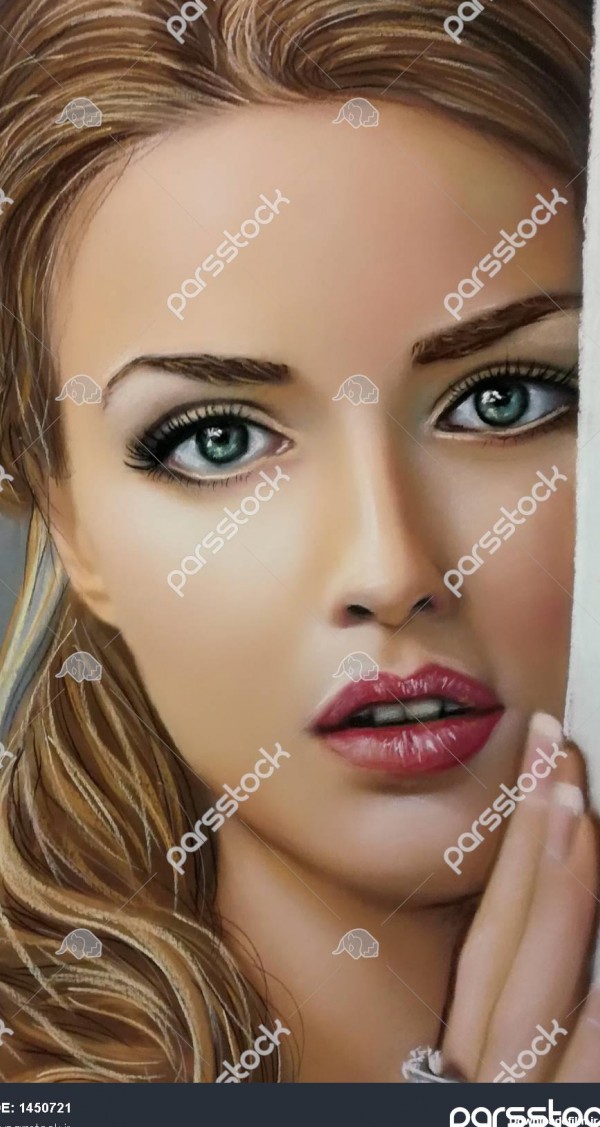 نقاشی چهره دختر زیبا با نگاهی نافذ 1450721