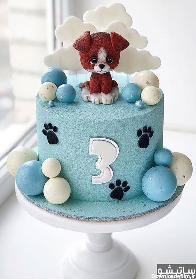 کیک تولد پسرانه آبی