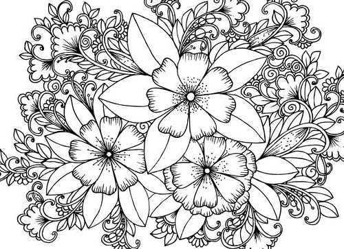 دست سیاه و سفید رسم الگوی گل گل های ابله 1260407