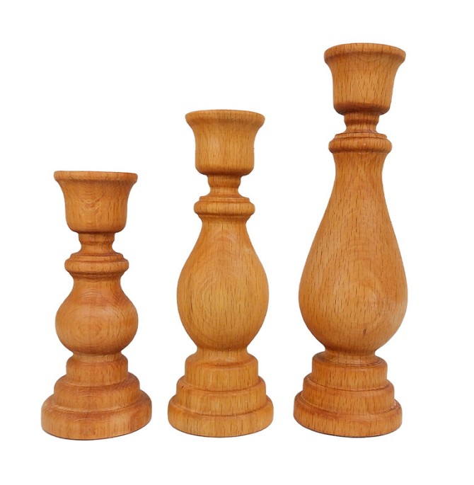 قیمت و خرید جاشمعی چوبی مدل پایه بلند کد SH108 مجموعه 3 عددی