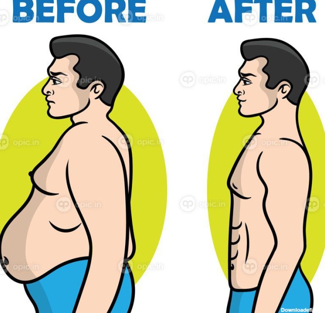 مرد چاق و لاغر قبل و بعد از کاهش وزن عضلانی و | اوپیک