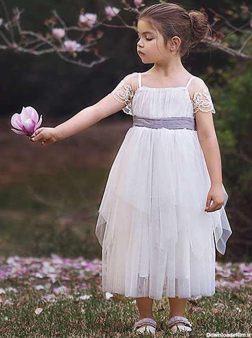 مدل لباس عروس بچه گانه , لباس مجلسی سفید بچگانه
