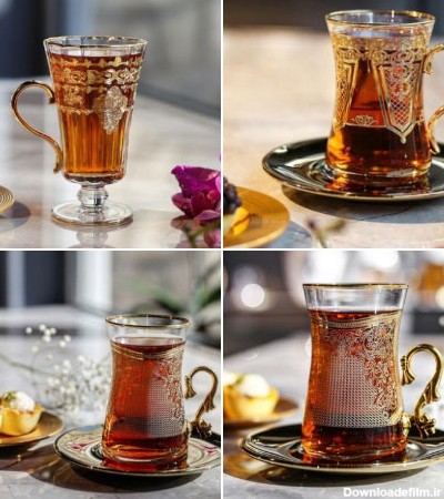 سرویس چایخوری طلاکاری ترکیه ای