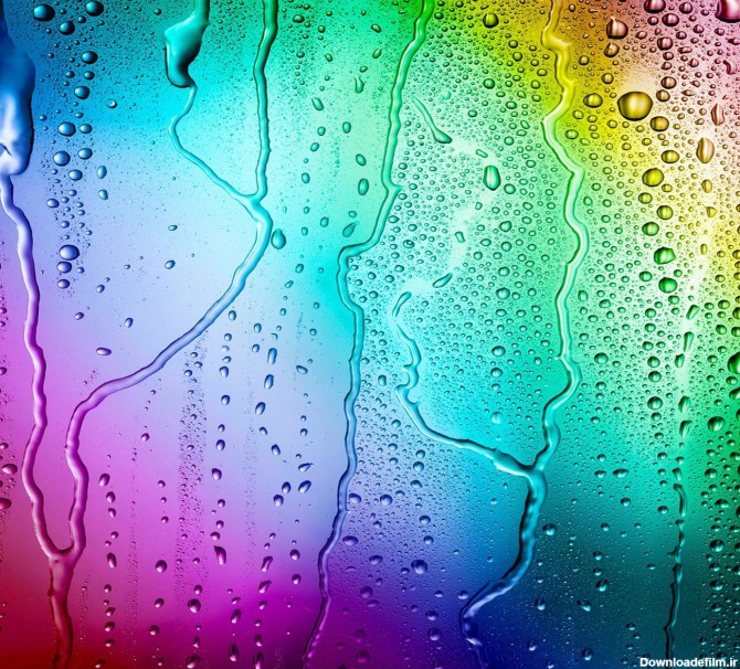 عکس زمینه قطره باران و شیشه رنگین کمانی پس زمینه | والپیپر گرام