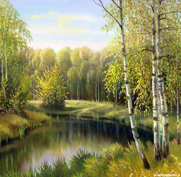 دانلود تصویر نقاشی منظره جنگل